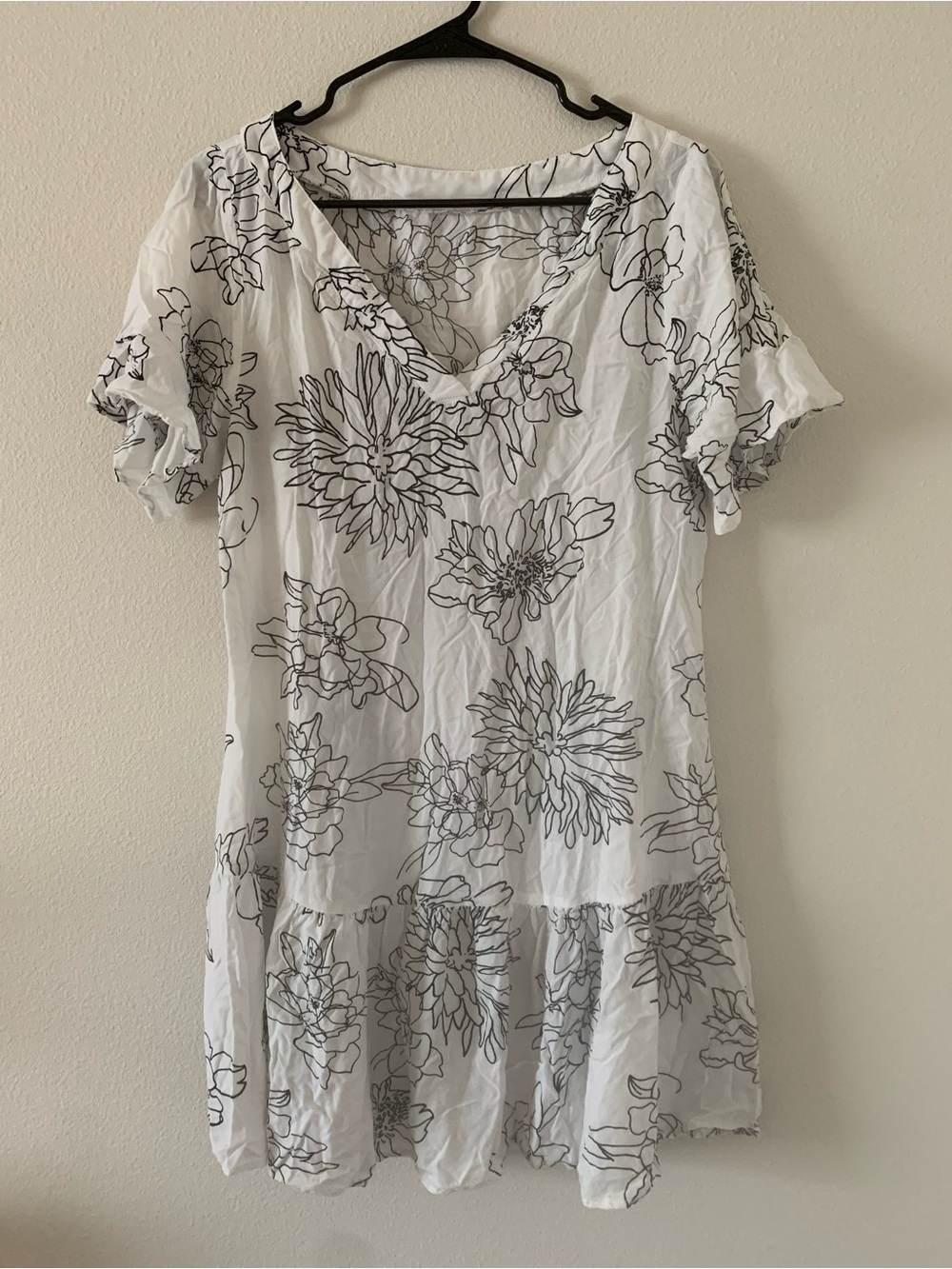 White V-Neck Floral Summer Dress